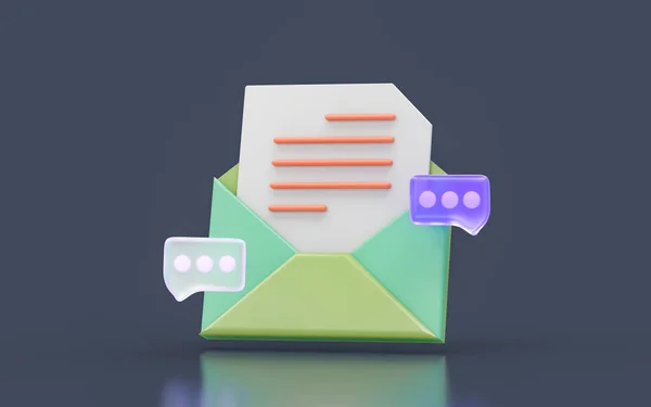 Envelope Document Message Sign Minimalistic Look Dark Background Render Concept — Φωτογραφία Αρχείου