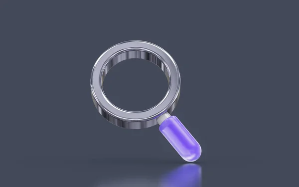 Magnifying Glass Minimalistic Look Dark Background Render Concept Searching Finding — Foto Stock