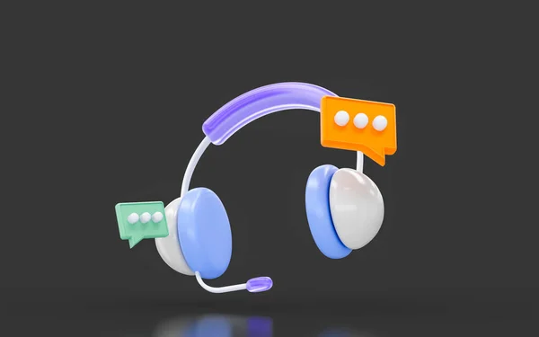 Headphone Message Sign Minimalistic Look Dark Background Render Concept Communication — Stockfoto