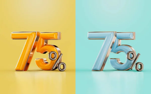 Percent Discount Offer Two Different Glossy Color Orange Cyan Render — Stock Photo, Image