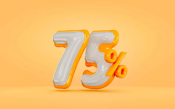 Realistic Glossy Percent Discount Orange Background Render Concept Mega Sell — Stockfoto