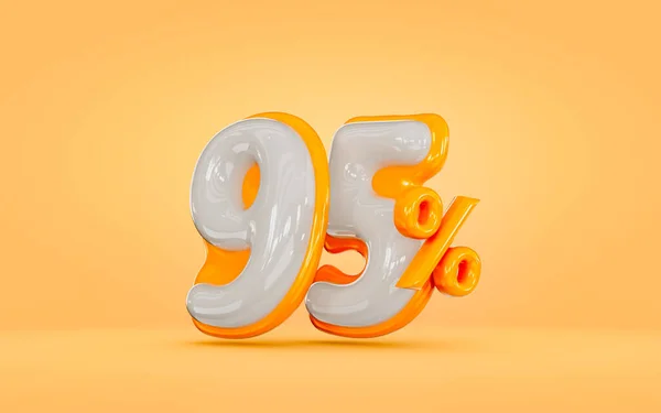 Realistic Glossy Percent Discount Orange Background Render Concept Mega Sell — Stock Photo, Image