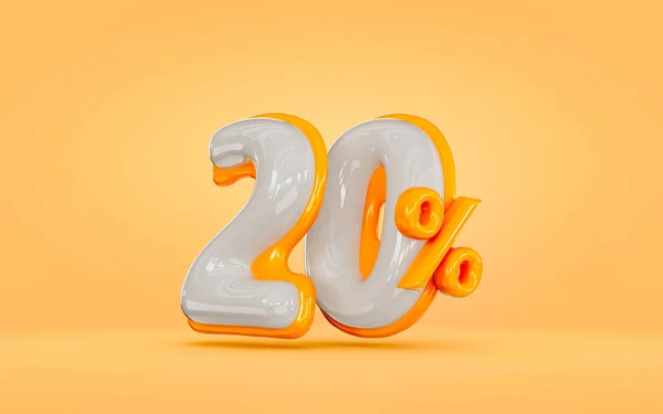 Realistic Glossy Percent Discount Orange Background Render Concept Mega Sell — ストック写真