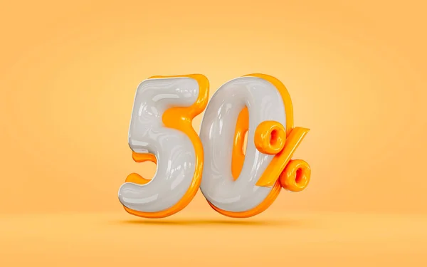 Realistic Glossy Percent Discount Orange Background Render Concept Mega Sell — Φωτογραφία Αρχείου