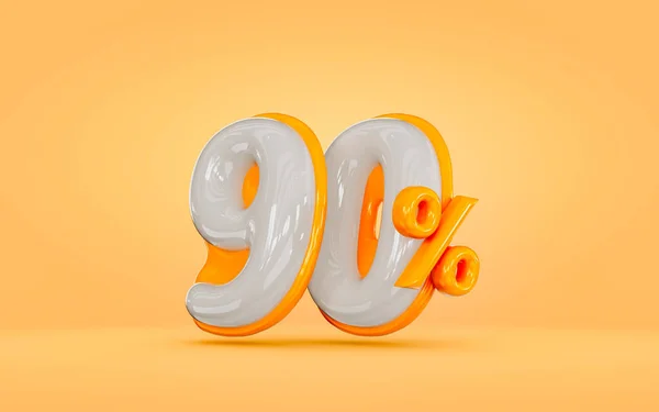 Realistic Glossy Percent Discount Orange Background Render Concept Mega Sell — 图库照片