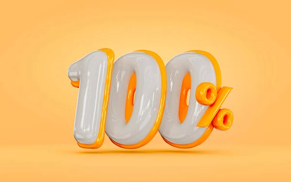 Realistic Glossy 100 Percent Cash Back Offer Orange Background Render — ストック写真