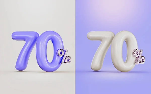 big deal 70 percent discount offer with two different colors white and purple 3d render concept