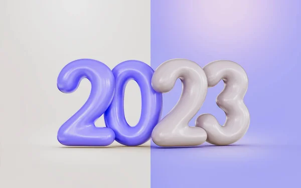 Happy New Year 2023 Festival Two Different Color White Purple — Stock Photo, Image