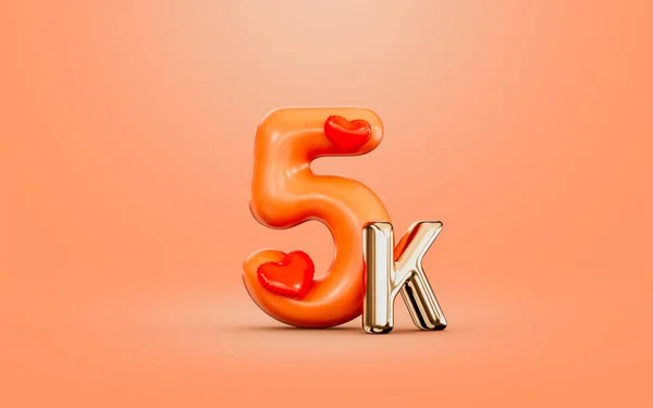 Follower Celebration Orange Color Number Love Icon Render Concept Social — Fotografia de Stock