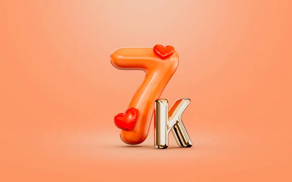 Follower Celebration Orange Color Number Love Icon Render Concept Social — Foto Stock