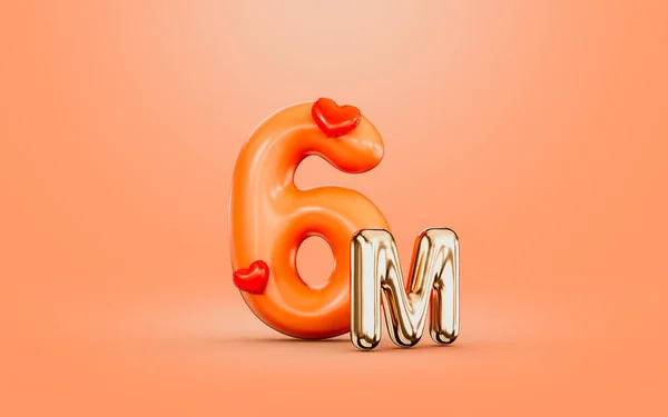 Follower Celebration Orange Color Number Love Icon Render Concept Social — Stock Fotó