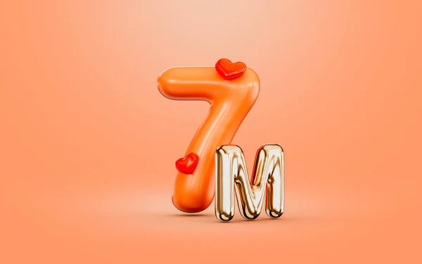 Follower Celebration Orange Color Number Love Icon Render Concept Social — Stock Fotó