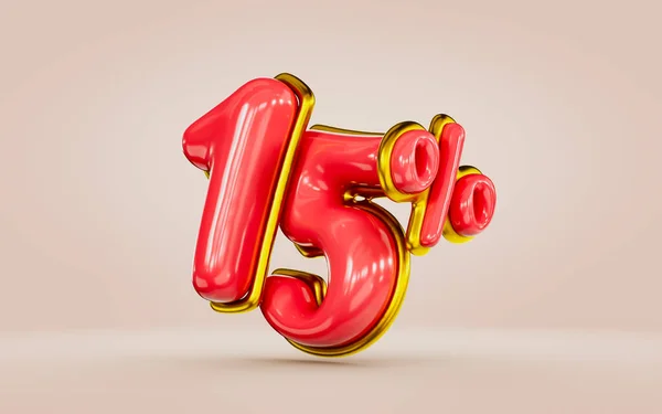 Mega Shopping Offer Percent Discount Red Color Number Golden Render — Zdjęcie stockowe