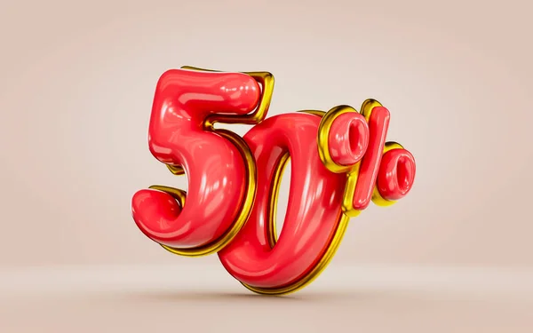 Mega Shopping Offer Percent Discount Red Color Number Golden Render — Stock Photo, Image