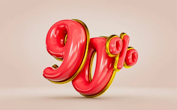 Mega Shopping Offer Percent Discount Red Color Number Golden Render — Stock Fotó