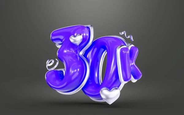 Purple Color Thank You 30K Followers Online Social Banner Happy —  Fotos de Stock