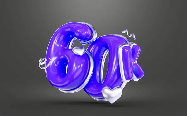 Purple Color Thank You 60K Followers Online Social Banner Happy — Foto de Stock