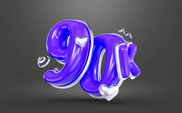 Purple Color Thank You 90K Followers Online Social Banner Happy — Stock Photo, Image