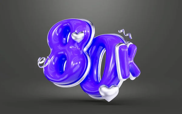 Фіолетовий Колір Дякую 80K Послідовників Онлайн Соціальний Банер Щасливе Свято — стокове фото