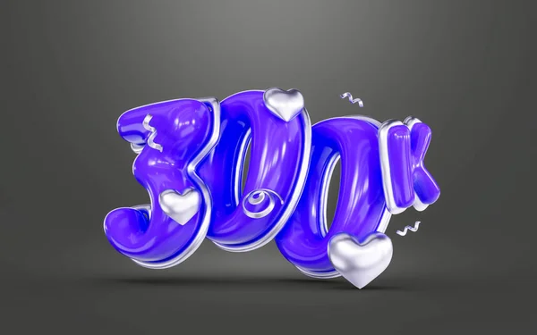 Purple Color Thank You 300K Followers Online Social Banner Happy — Stock Photo, Image
