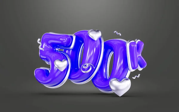 Purple Color Thank You 500K Followers Online Social Banner Happy — Stock Photo, Image