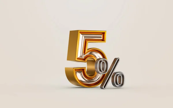 Mega Sell Offer Percent Discount Golden Material Number Render Concept — Stockfoto