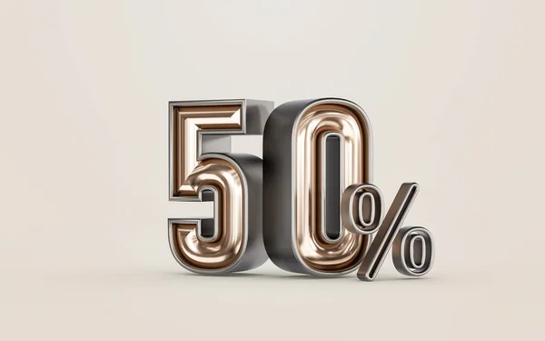 Mega Sell Offer Percent Discount Golden Material Number Render Concept — Φωτογραφία Αρχείου