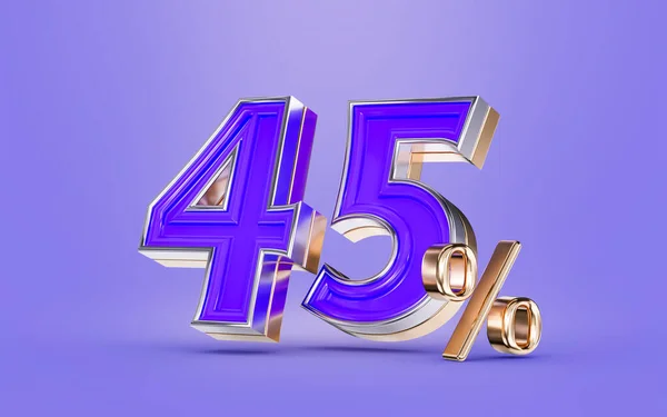 Percent Discount Offer Purple Color Number Background Render Concept Big — Foto Stock