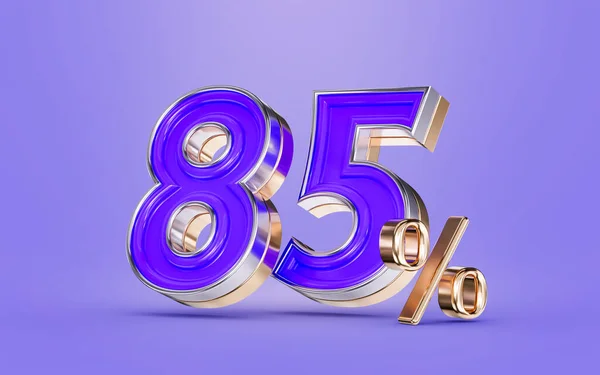 Percent Discount Offer Purple Color Number Background Render Concept Big — ストック写真