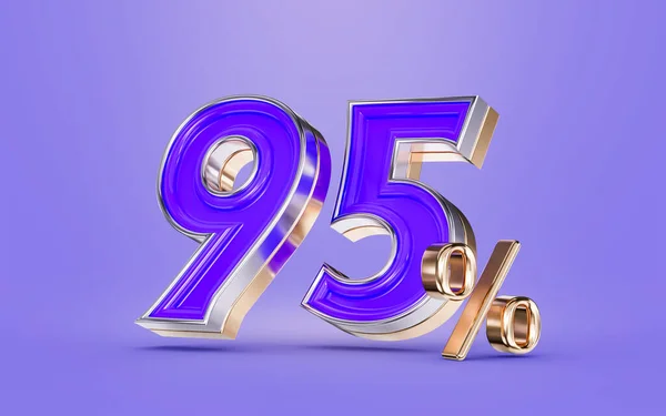 95 percent discount offer purple color number and background 3d render concept for big shopping