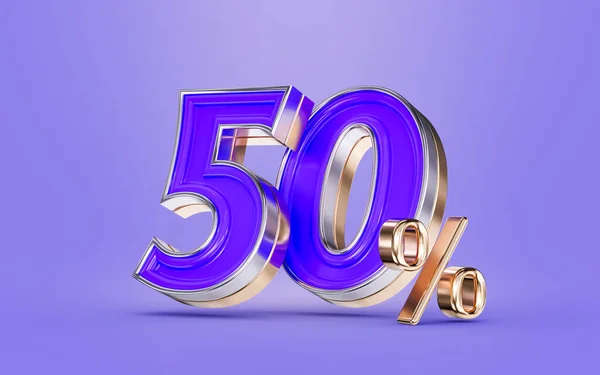 Percent Discount Offer Purple Color Number Background Render Concept Big — Stockfoto