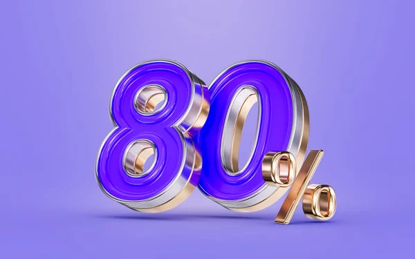 Percent Discount Offer Purple Color Number Background Render Concept Big — Stockfoto