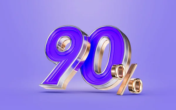 90 percent discount offer purple color number and background 3d render concept for big shopping