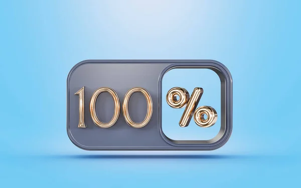 100 Percent Cash Back Offer Golden Metallic Look Blue Background — Stock Fotó