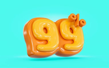 Summer sale banner 99 percent discount cartoon poster yellow and cyan color 3d render concept
