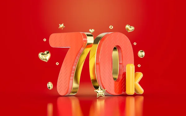 Red Golden Number 70K Eighty Thousand Social Media Followers Subscribers —  Fotos de Stock