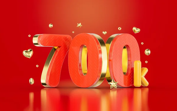 Red Golden Number 700K Social Media Followers Subscribers Celebration Render — Photo