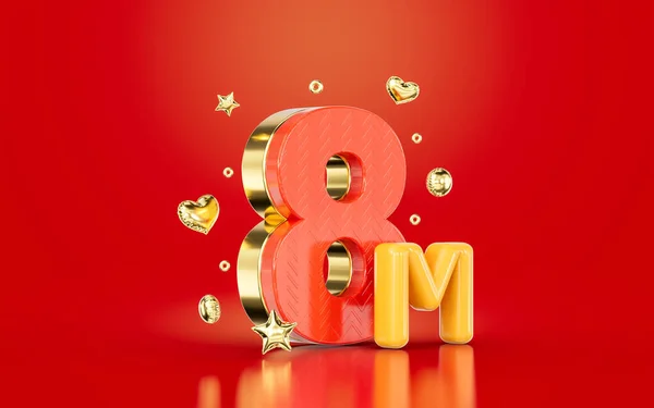 Red Golden Number Eight Million Social Media Followers Subscribers Celebration — 스톡 사진