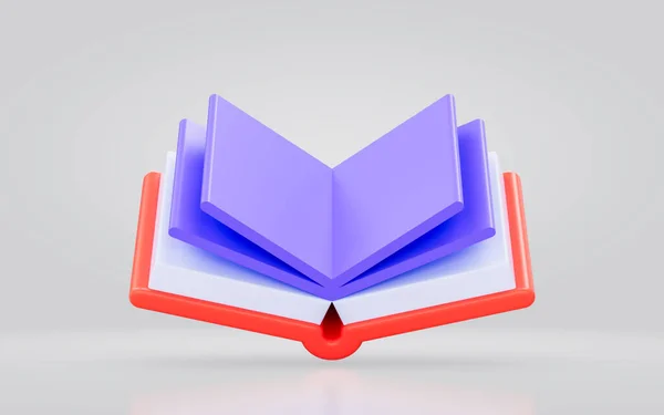 open book sing cartoon look 3d render concept for reading story learn knowledge dictionary