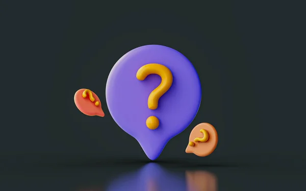 Question Mark Sing Chat Dark Background Render Concept Confusion Information — Stockfoto