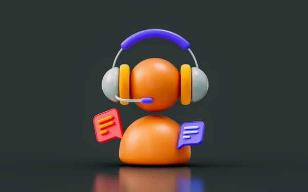 customer support conversation sign user with headphone message 3d render concept for helpline