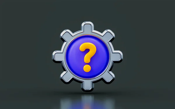 Gear Sign Question Mark Dark Background Render Concept Technical Problem — Stockfoto