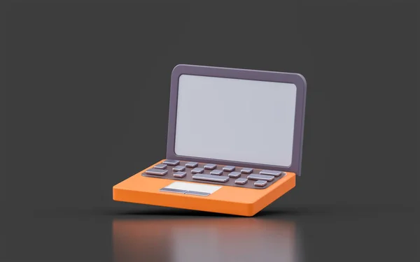 Laptop Sign Dark Background Render Concept Multitasking Office Work Digital — Stock fotografie