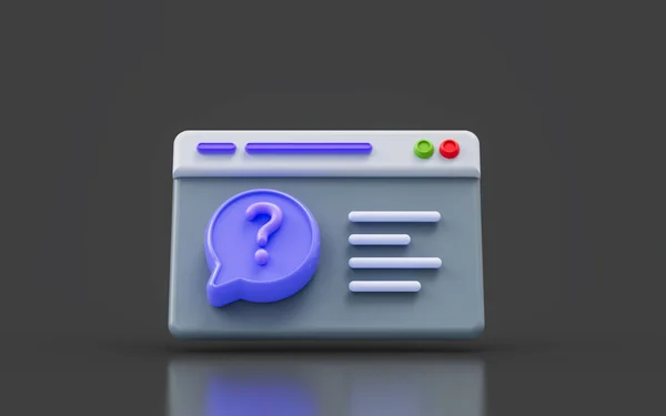 Question Mark Interface Sign Dark Background Render Concept Confusion Online — 스톡 사진
