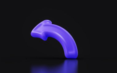 left curve arrow sign on dark background 3d render concept for direction signal location mark