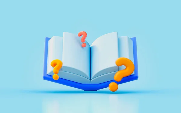 Book Question Mark Sign Render Concept Guide Answer Solution Exam — Zdjęcie stockowe