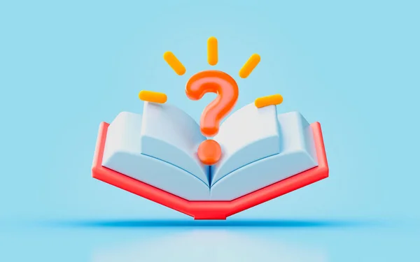Book Question Mark Sign Render Concept Educational Subject Confusing Storyline — Fotografia de Stock