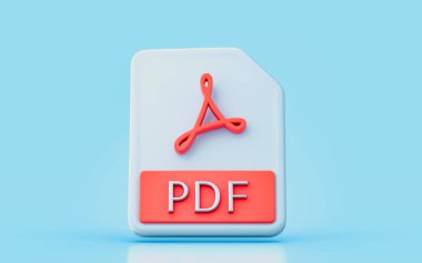 PDF document file sign 3d render concept for save information convert file transformation