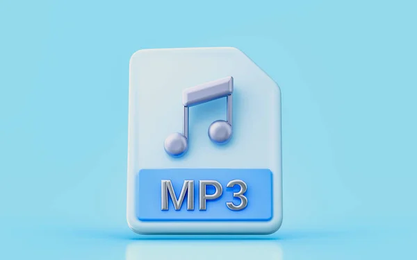 Mp3 Document File Sign Render Concept Listening Audio Song Play — 스톡 사진