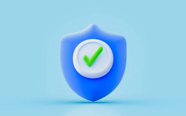 Security Shield Check Mark Sign Render Concept Password Protection Strong — Stockfoto